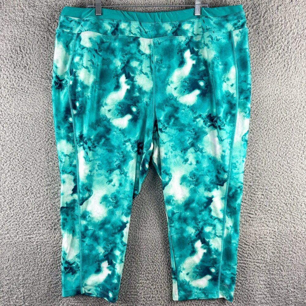 Full Beauty Sport Leggings Womens Plus Size 26 28 Fitness‎ Green Cream Gym Yoga
